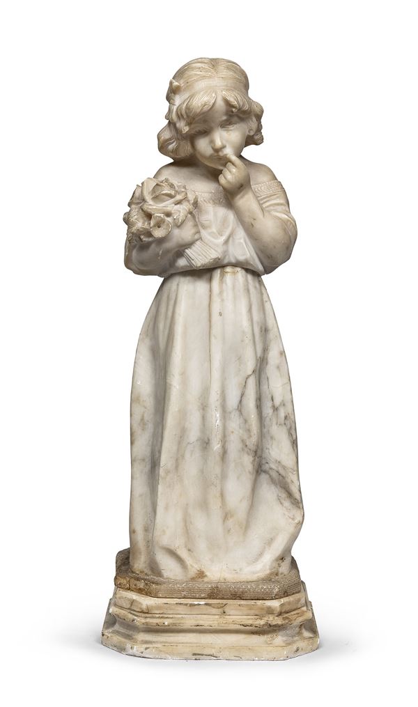 SCULTURA BIMBA IN MARMO XIX SECOLO