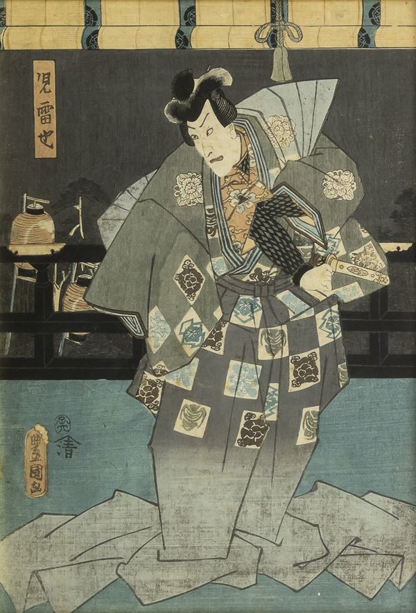 COPPIA DI XILOGRAFIE ATTORI DI UTAGAWA KUNISADA