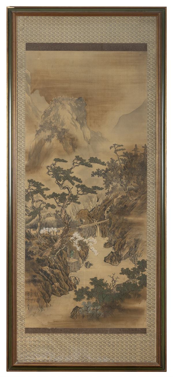 DIPINTO PAESAGGIO, SCUOLA GIAPPONESE XIX SECOLO