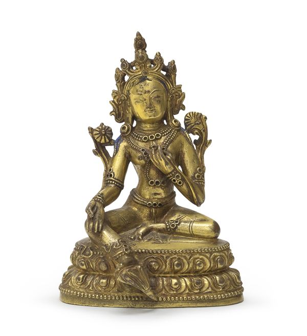 SCULTURA IN BRONZO DORATO, TIBET XX SECOLO