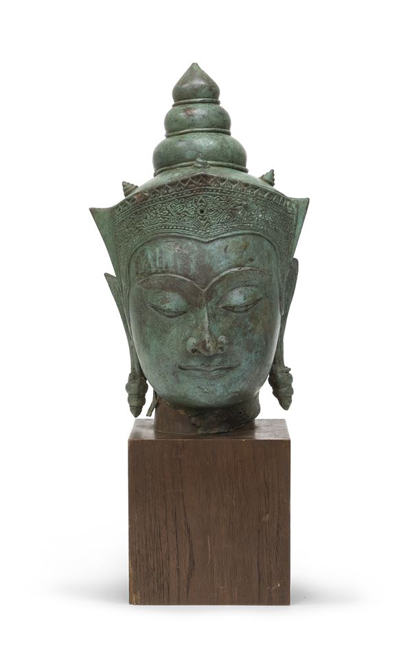 SCULTURA IN RAME A PATINA VERDE, TAILANDIA XX SECOLO