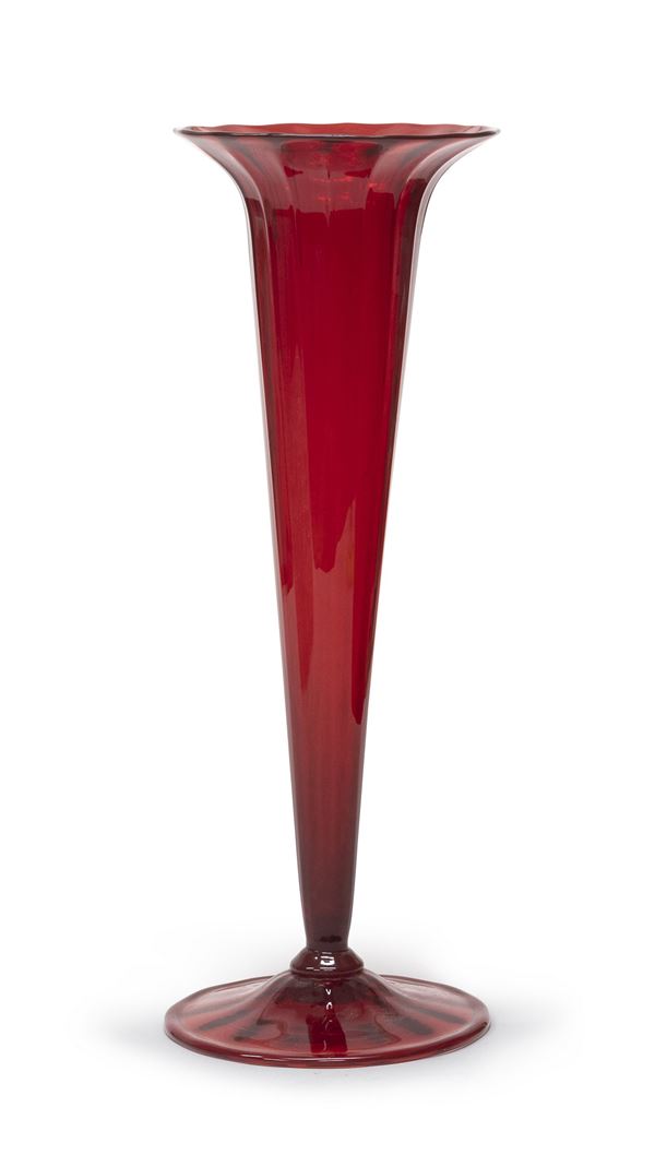 VASO IN VETRO SOFFIATO, MURANO ANNI '60