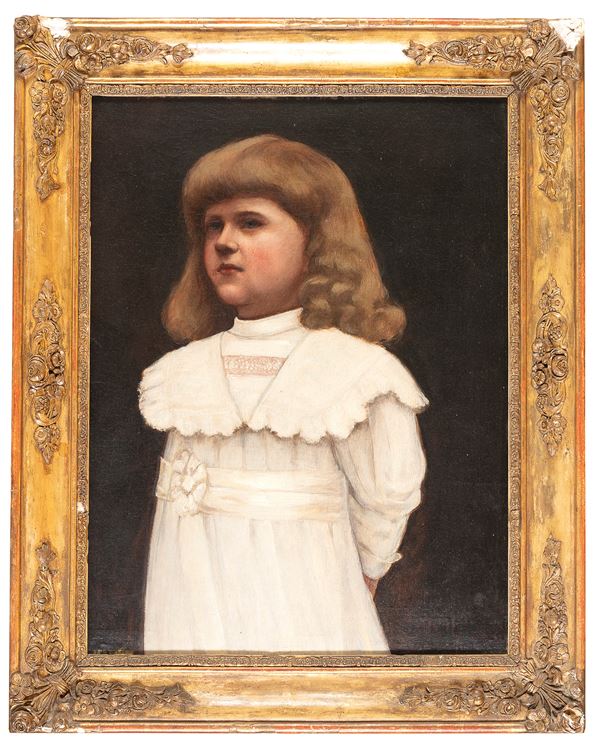 DIPINTO RITRATTO DI FANCIULLA IN BIANCO