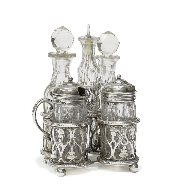 PICCOLA CRUET CON MANICO IN ARGENTO, PUNZONE LONDRA 1863