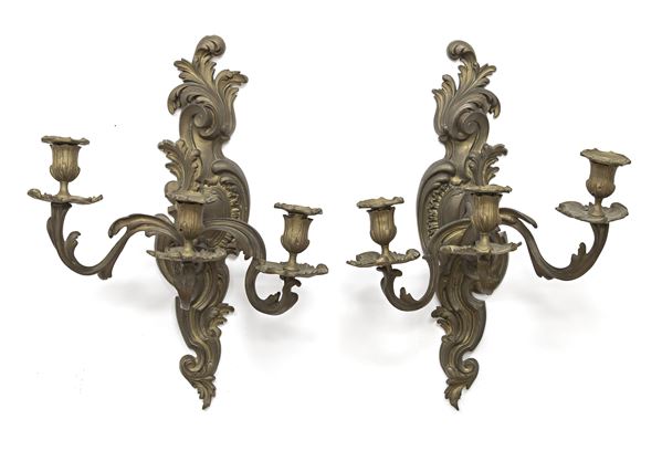 COPPIA DI APPLIQUES IN BRONZO, XX SECOLO