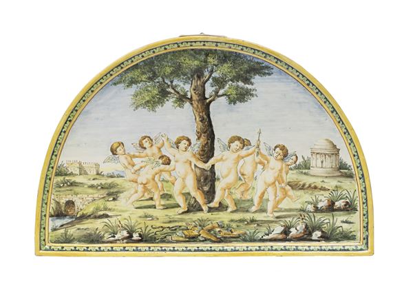 LUNETTA IN MAIOLICA XX SECOLO