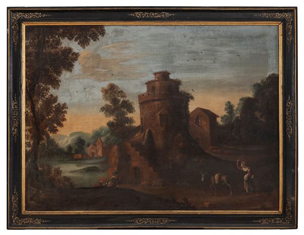 COPPIA PAESAGGI AMBITO DI VITTORIO AMEDEO CIGNAROLI (1730 - 1800)