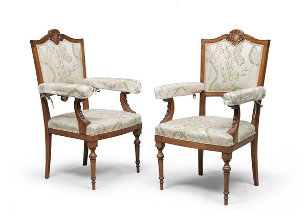 COPPIA POLTRONE LEGNO INTAGLIATO, XIX SECOLO