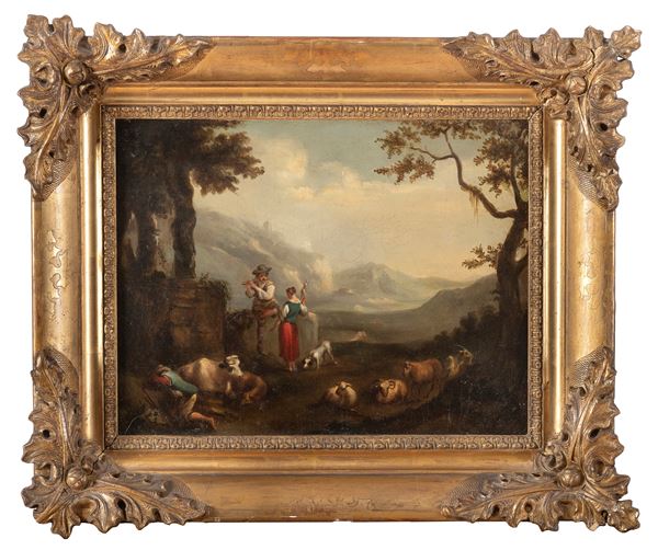 DIPINTO PAESAGGIO SIGLATO J.D., XIX SECOLO