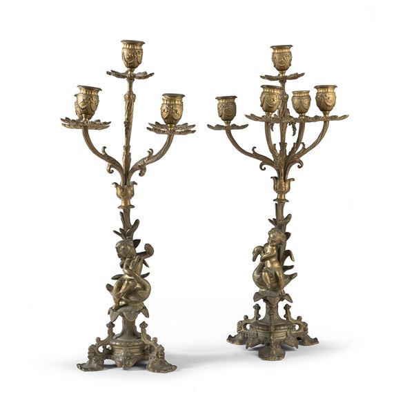 COPPIA DI CANDELABRI, FINE XIX SECOLO