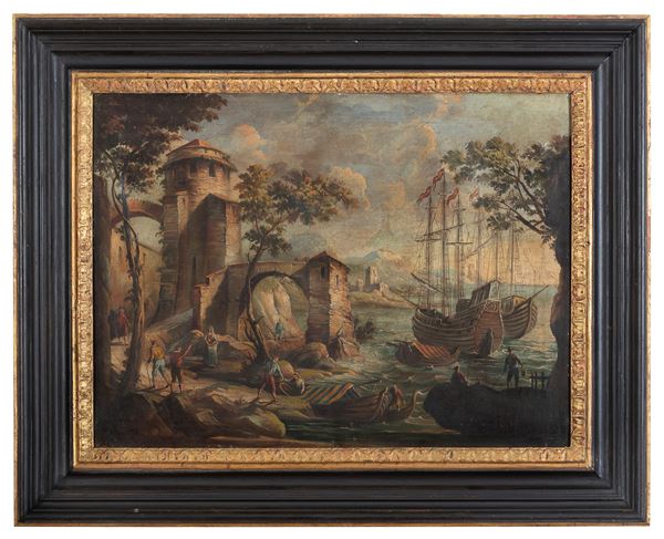 DIPINTO OLANDESE PAESAGGIO COSTIERO, XIX SECOLO