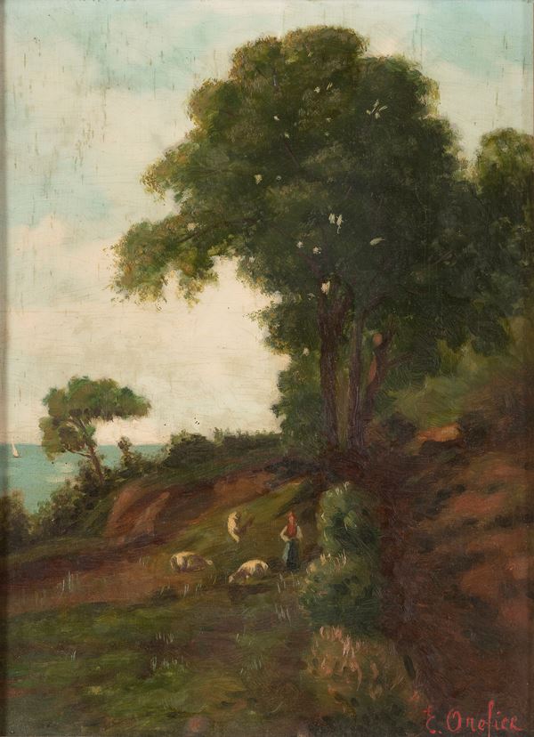 COPPIA DIPINTI NAPOLI DI E. OREFICE (INIZI XX SECOLO)
