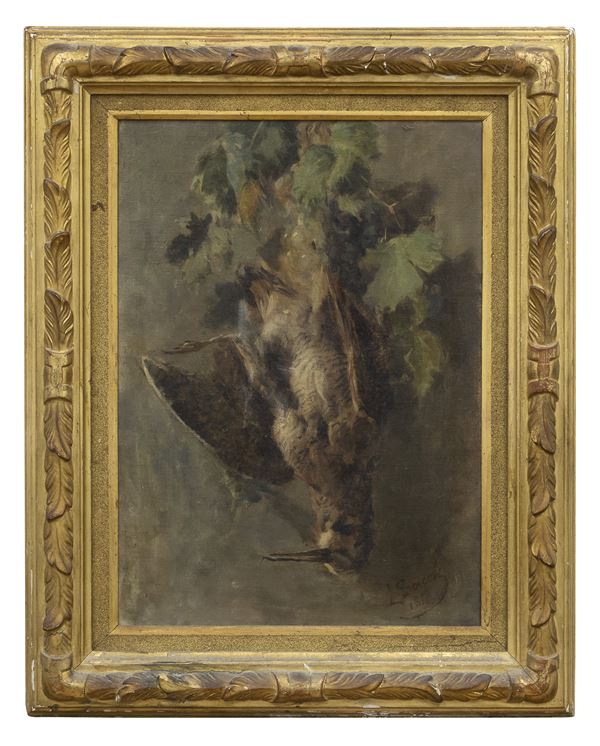 DIPINTO CACCIAGIONE FIRMATO L. SACCHI, XIX SECOLO