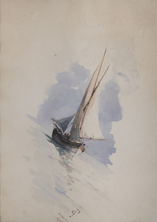 ACQUERELLO VELA, XIX SECOLO