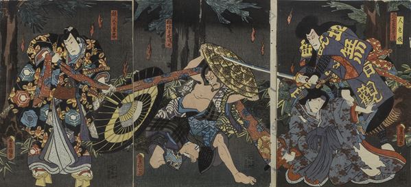 UTAGAWA KUNISADA (TOYOKUNI III) (1786-1865) ATTORI DEL TEATRO KABUKI