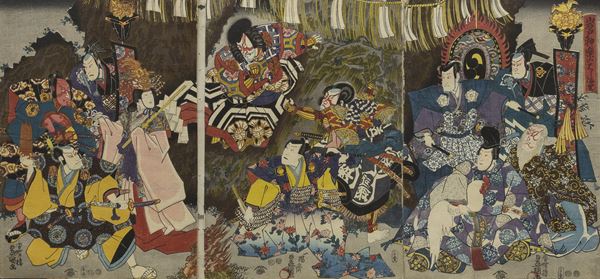 UTAGAWA KUNISADA (1786-1865) ATTORI DEL TEATRO KABUKI