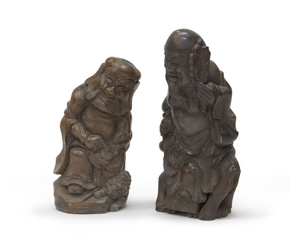 DUE SCULTURE IN LEGNO, CINA XX SECOLO