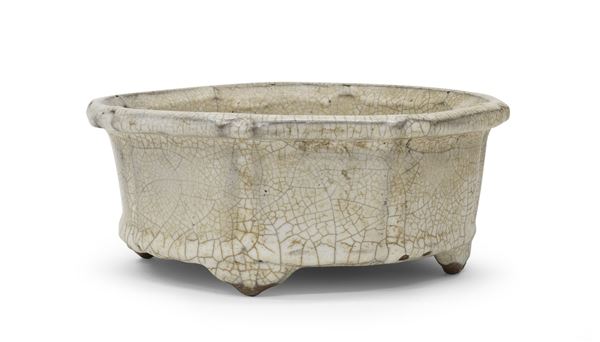 VASO PORTA FIORI IN CERAMICA AD INVETRIATURA CRACKLE', CINA XX SECOLO