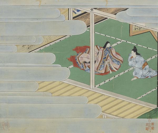 SCUOLA GIAPPONESE XX SECOLO ARISTOCRAZIA DEL PERIODO HEIAN