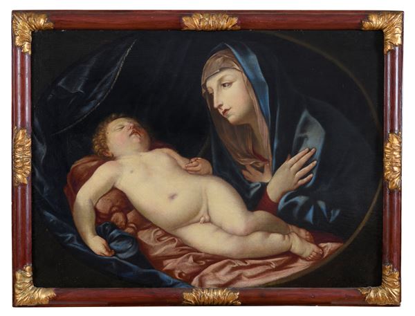 DIPINTO MADONNA IN ADORAZIONE DEL BAMBINO