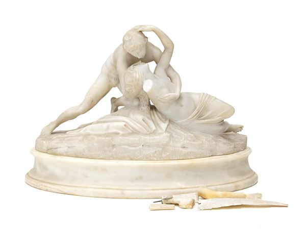 SCULTURA AMORE E PSYCHE IN ALABASTRO DA CANOVA