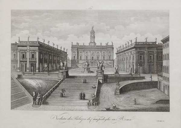 COPPIA STAMPE VEDUTE DI ROMA
