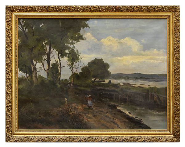 PAESAGGIO LACUSTRE DEL XIX SECOLO