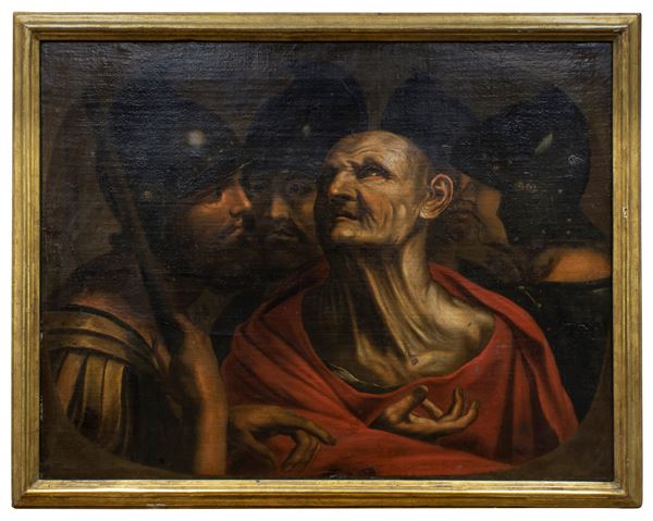 DIPINTO LA CATTURA DI SENECA DI PITTORE NAPOLETANO DEL SEICENTO  - Asta ASTA 287 - ANTIQUARIATO E ARTE ASIATICA - Casa d'Aste Babuino