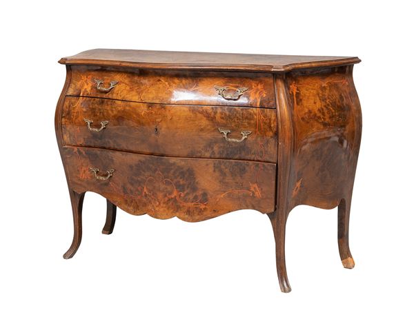 COMMODE IN RADICA DI TUJA, STILE GENOVESE INIZI XX SECOLO  - Asta ASTA 287 - ANTIQUARIATO E ARTE ASIATICA - Casa d'Aste Babuino