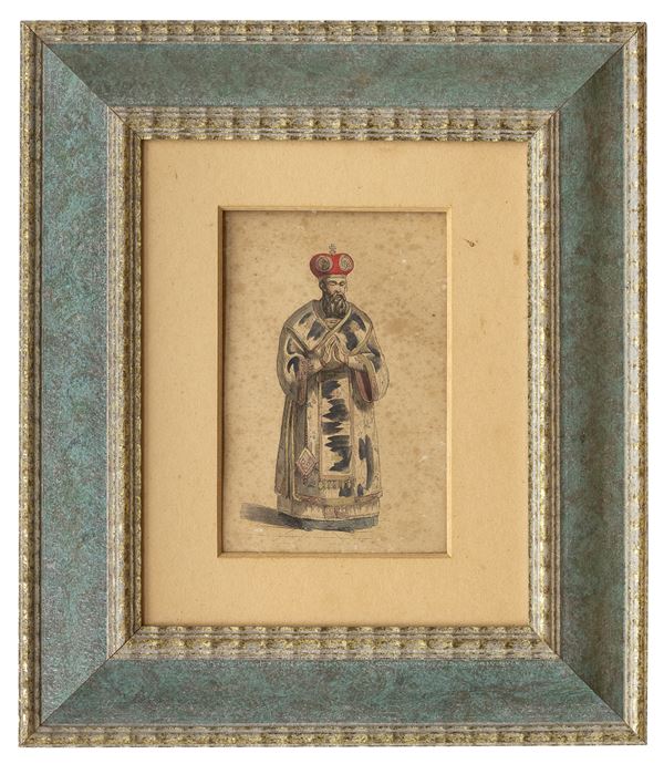 INCISIONE ACQUERELLATA POPE