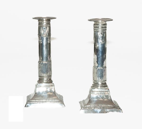 COPPIA DI CANDELIERI IN ARGENTO, PALERMO FINE XVIII SECOLO