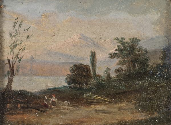 DIPINTO PAESAGGIO MONTANO XIX SECOLO