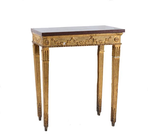 CONSOLE IN LEGNO DORATO, PERIODO LUIGI XVI