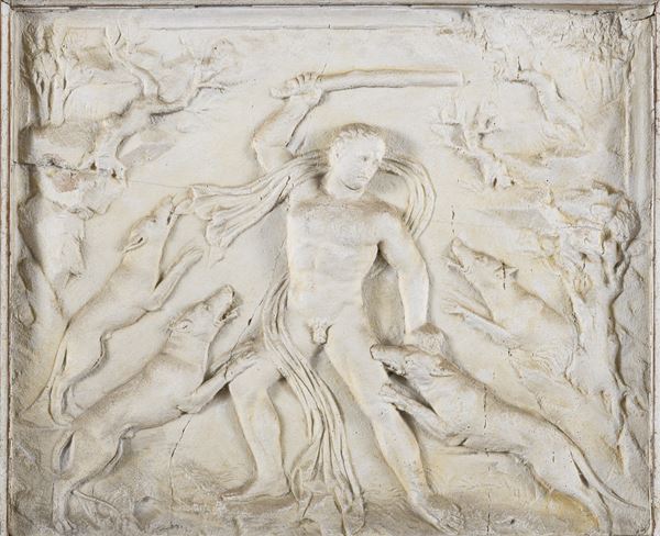 COPPIA DI BASSORILIEVI IN STUCCO