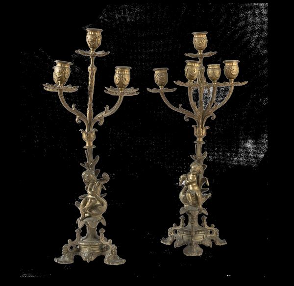 COPPIA DI CANDELABRI, XIX SECOLO