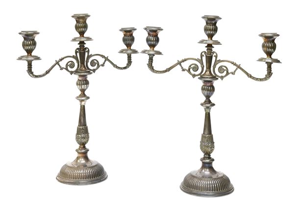 COPPIA DI CANDELBRI IN ARGENTO, FIRENZE ANNI '50