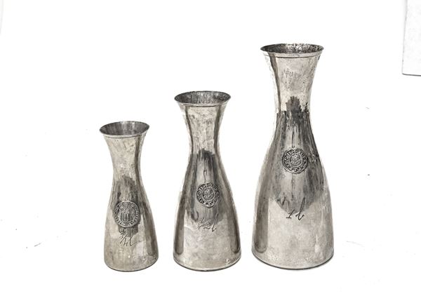 TRE MISURE DA VINO IN ARGENTO, BRANDIMARTE FIRENZE 1944/1968