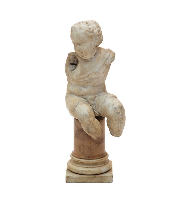 PUTTO IN MARMO BIANCO, XVI SECOLO