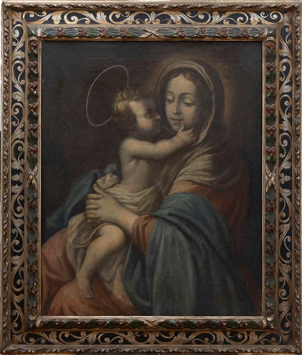DIPINTO MADONNA COL BIMBO DI PITTORE ITALIA CENTRALE