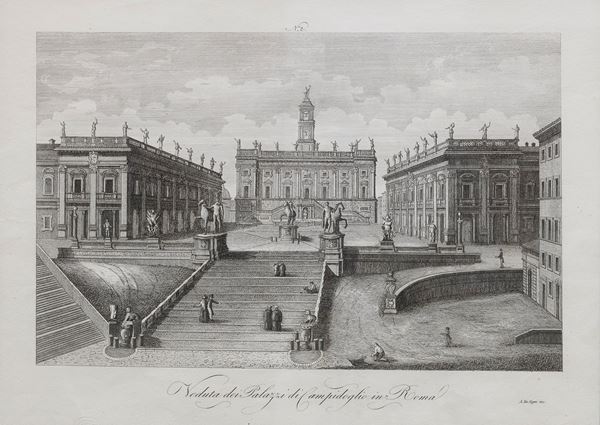 COPPIA STAMPE VEDUTE DI ROMA