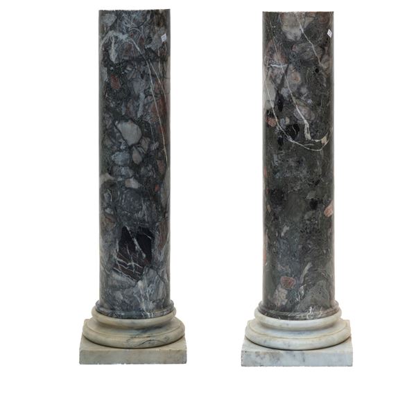COPPIA DI COLONNE IN MARMO AFRICANO VERDE, XVII SECOLO