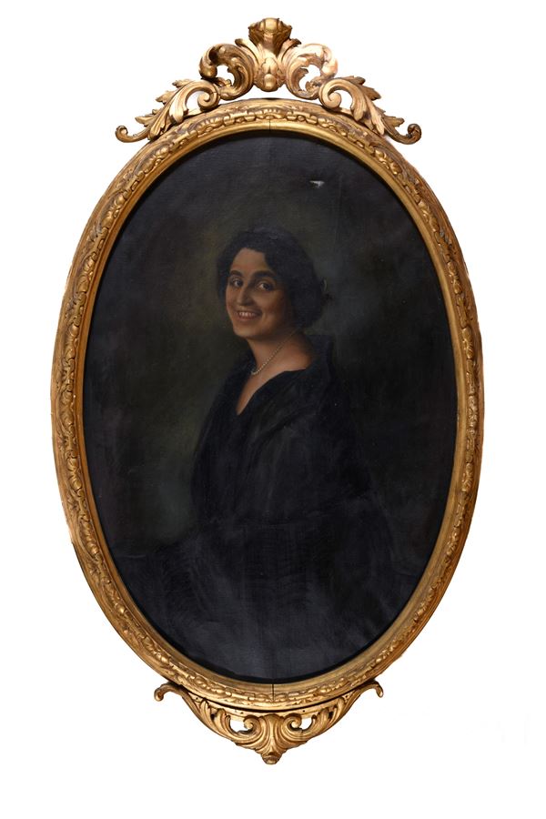 DIPINTO OVALE RITRATTO DI DONNA