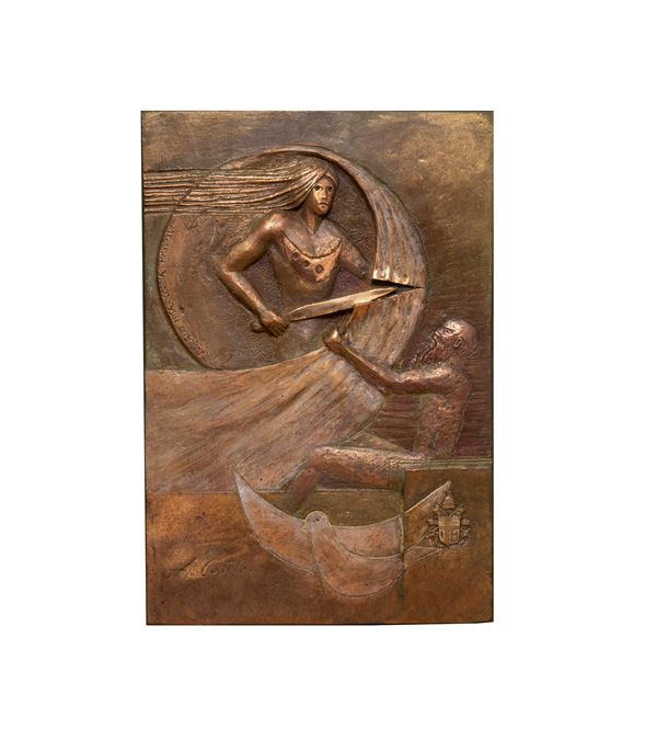BASSORILIEVO IN BRONZO GIUDITTA DI AUGUSTO CONTI