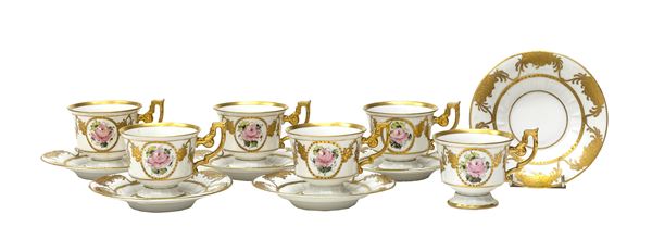 SEI TAZZE CON PIATTINI IN PORCELLANA, MEISSEN