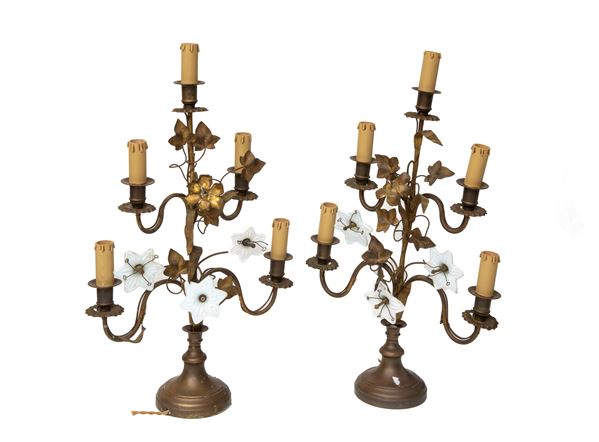COPPIA DI CANDELABRI IN OTTONE