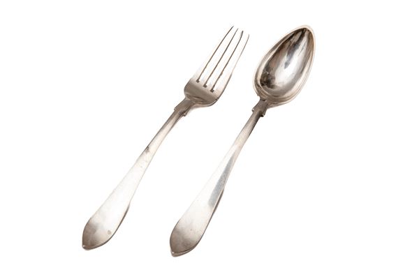 SET DI POSATE IN ARGENTO, NAPOLI 1820/1830