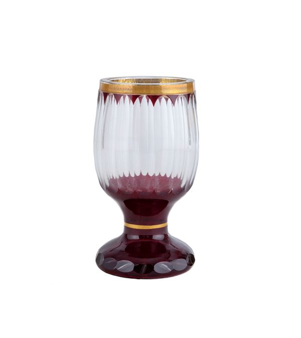 BICCHIERE IN VETRO TAGLIATO, BOEMIA XX SECOLO