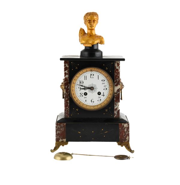 OROLOGIO IN MARMO NERO DEL BELGIO, INIZI XX SECOLO