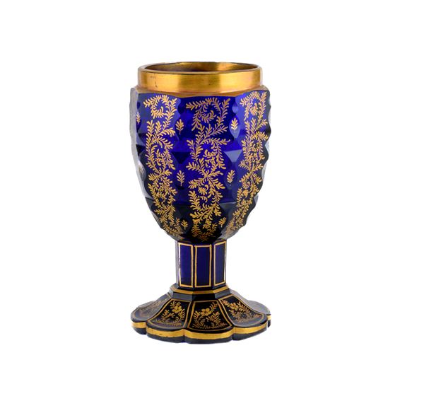 BICCHIERE IN VETRO BLU, INIZI XX SECOLO