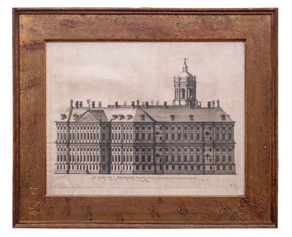 INCISIONE PROGETTO DEL PALAZZO REALE DI AMSTERDAM